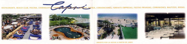 Folleto promocional del Beach Club CAPRI de Gavà Mar (Años 90)